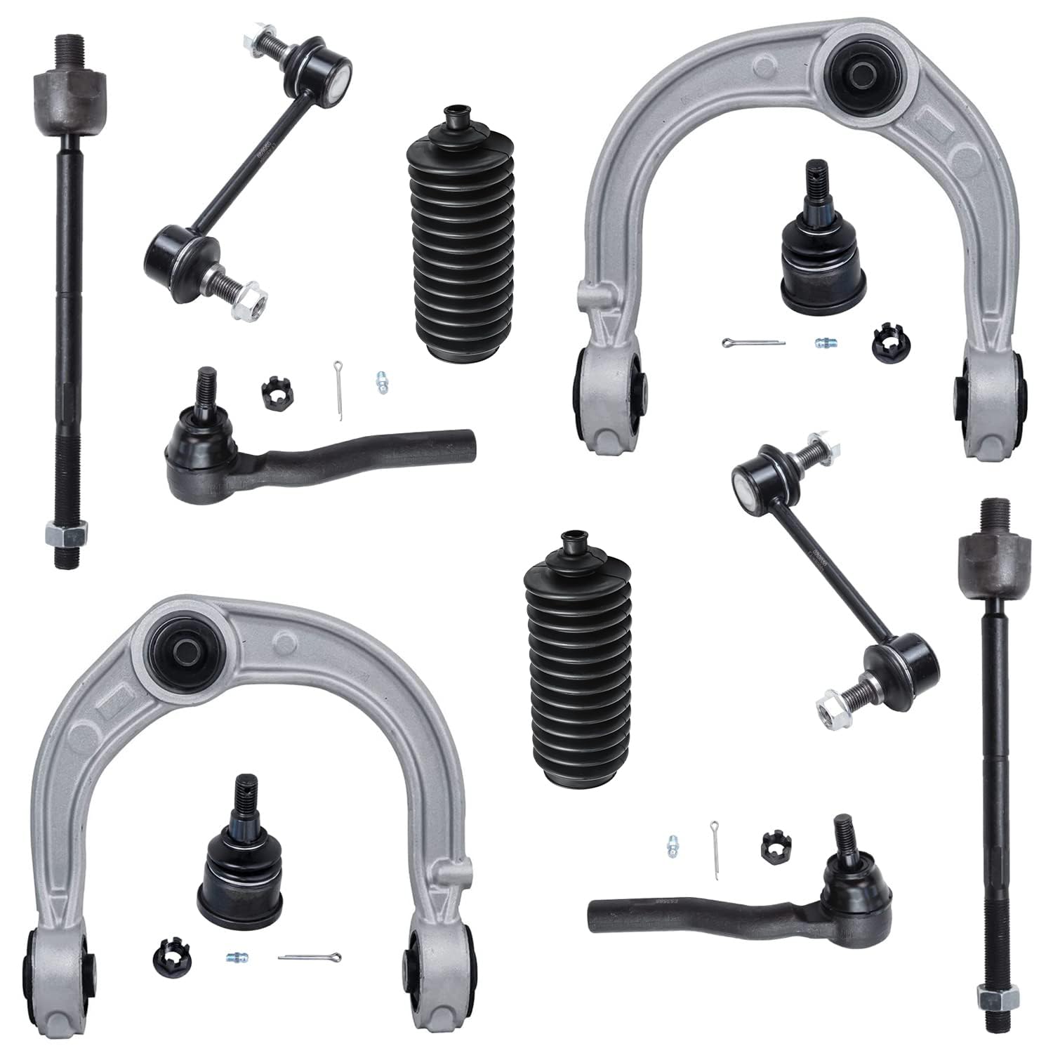 Detroit Axle - RWD Front End Kit for 03-07 Cadillac CTS, Upper Control Arms Tie Rods Sway Bar Links Lower Ball Joints Boot &amp; Bellows 2003 2004 2005 2006 2007 Replacement - 12pc Set