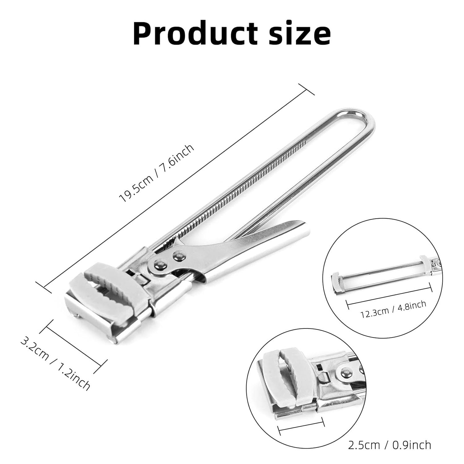 Apriscatole a Mano in Acciaio Inox Regolabile Antiscivolo per Cucina