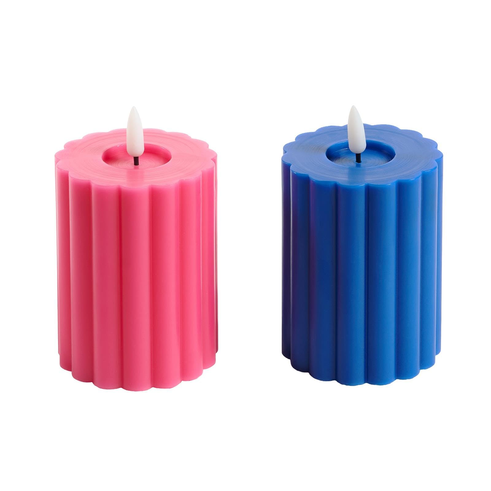 OHS LED Ribbed Candle - Blue - Size 2