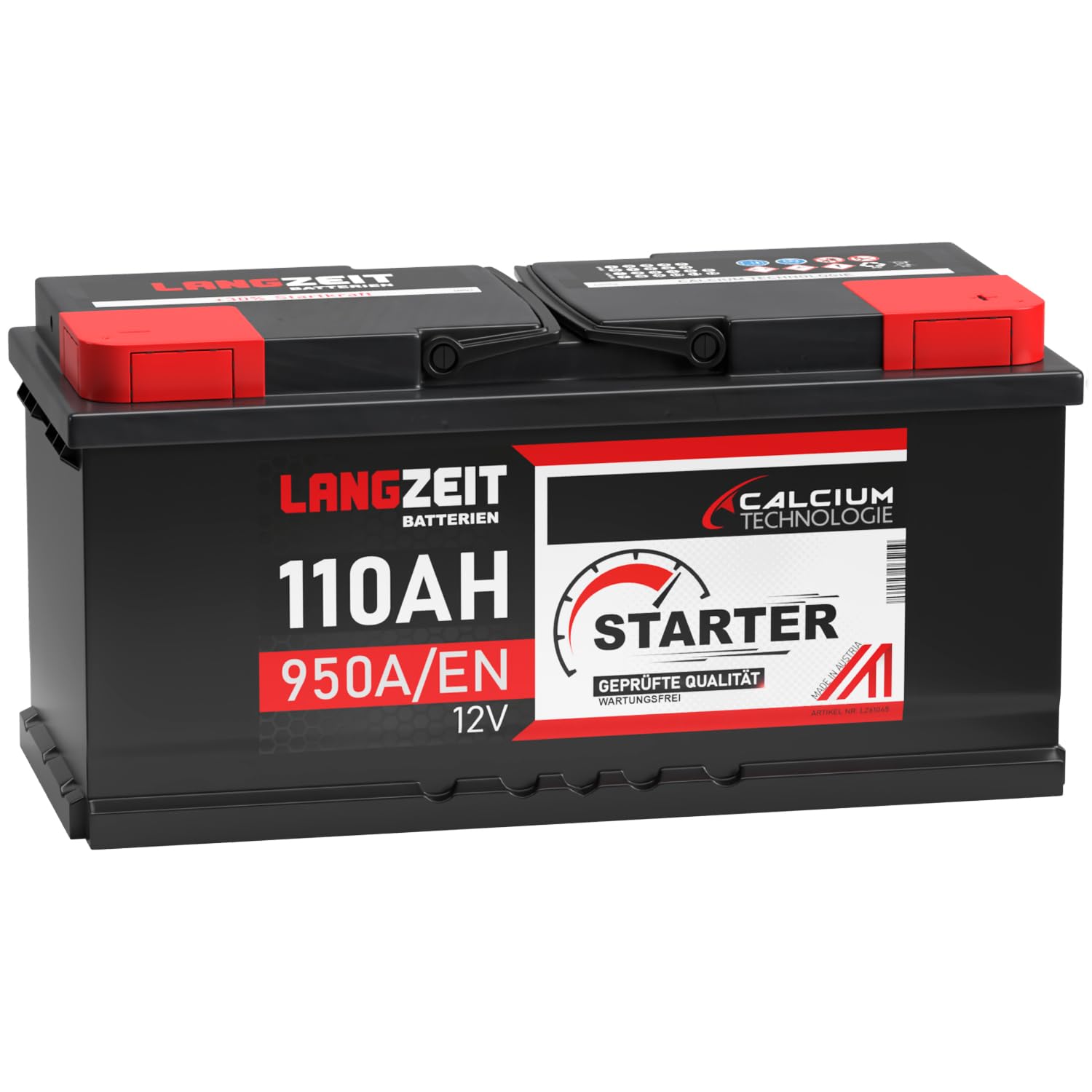 LANGZEIT Autobatterie 110Ah 12V 950A/EN Starterbatterie +30% mehr Leistung ersetzt Batterie 100Ah 105Ah