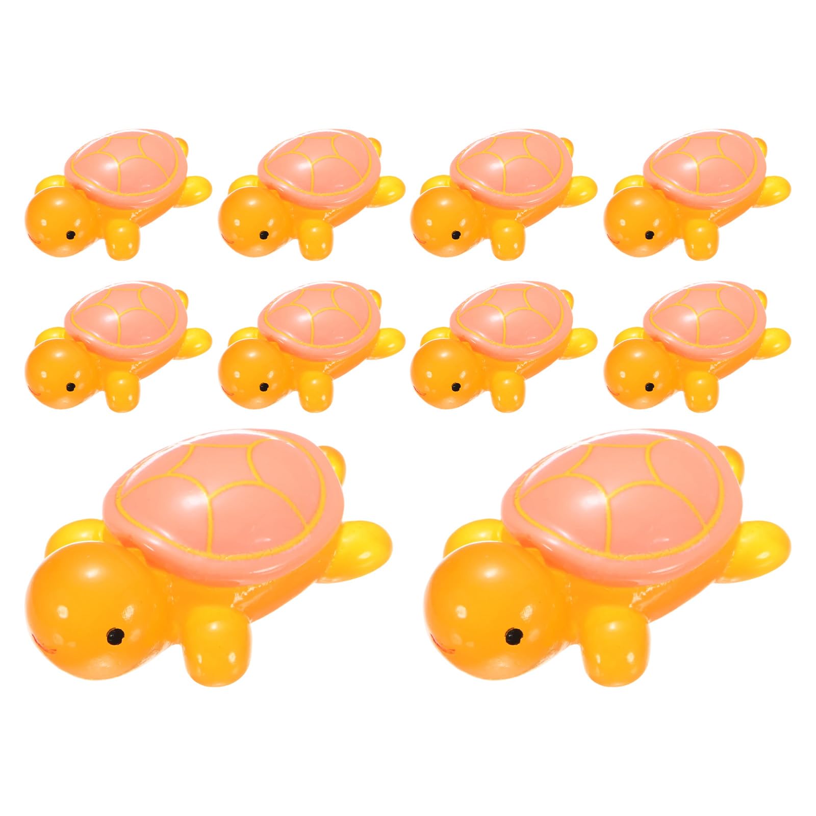 M METERXITY 10-Pack Luminous Small Resin Turtles, 3.39" Glow in the Dark Tiny Sea Turtle for Terrarium/Micro Landscaping, Decorative Miniature Ocean Animal Figurine to Place [Orange]