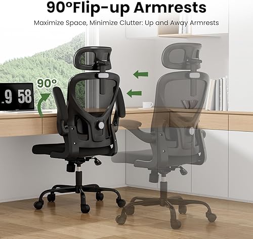 Miniatura 8 de Ergonomic Office Desk Gaming Chair with Headrest, High Back Computer Swivel Rolling Chair, Adjustable Lumbar Support Armrests for Home Office Study