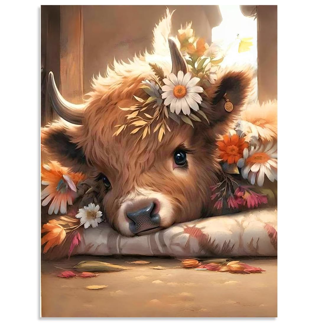 Tiwabb Stamped Cross Stitch Kits for Adults - Cow Embroidery Kits for Beginners, 11 CT Patterns, 12 x 16 inch