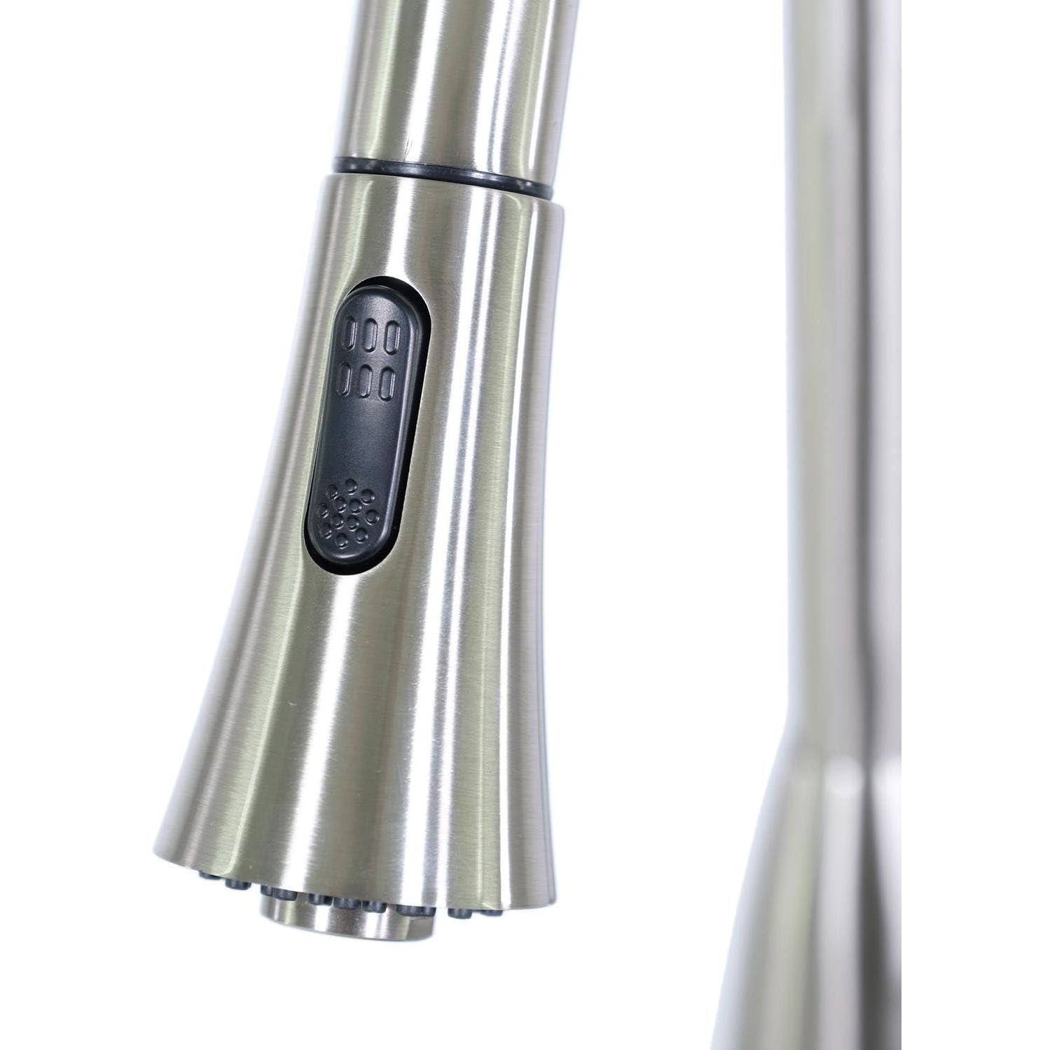 BBQGUYS Signature Single Handle Pull-Down Gooseneck Hot/Cold Faucet - Brushed Nickel - BBQ-N88402-BN