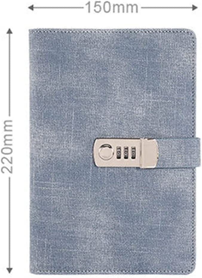 Passwort-Notizbuch A5 Retro mit Schloss Notizbücher Denim Lock Tagebuch Reisenden Notizblock Journal Planer
