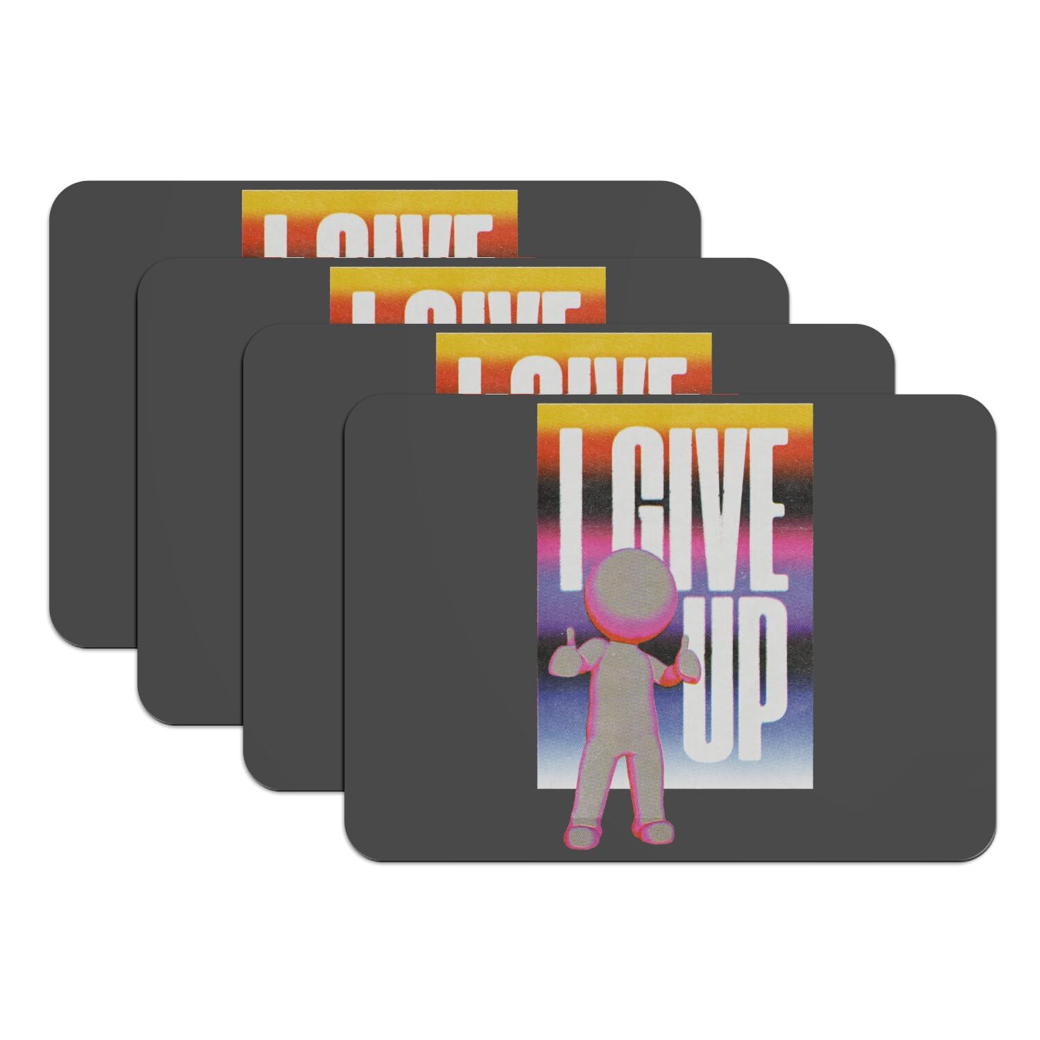 Sets de table caoutchouc noir I Give Up illustration vintage grand format 39,5x28,5 cm