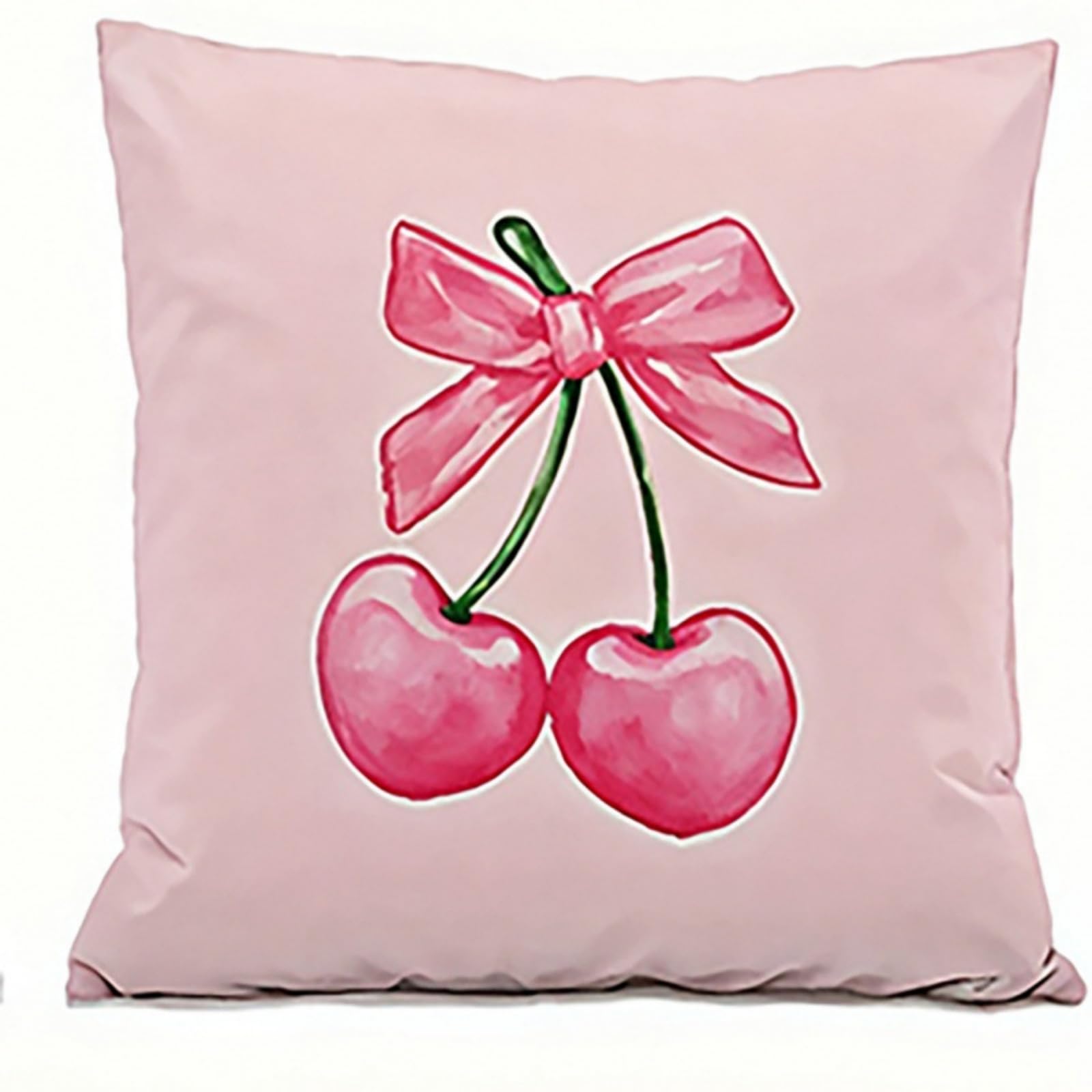 Cushion Covers 40cm x 40cm Pink Cherry Pillowcase with Invisible Zipper,Decorative Throw Pillows Cover Thickened linen fabric sSfa Cushions Cover,for Home Décor, Bedroom & Sofa