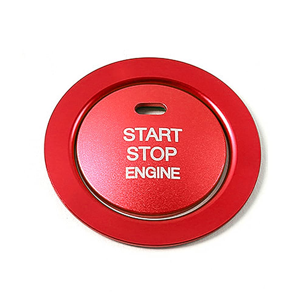 YFFSFDC トヨタ/ダイハツ専用 エンジンスタート スターターリング アルミカバー 2pcs セット アルミニウムキーレスエンジンプッシュスタートボタンと周囲の装飾リングステッカーインテリアトリム 防止防塵 取り付け簡単 車種専用設計 レッド