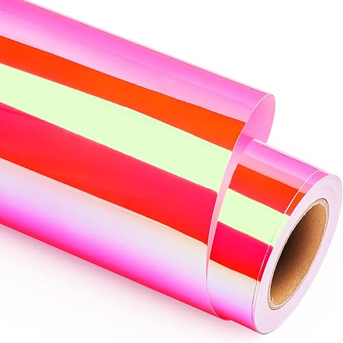 Holographic Opal Neon Pink Adhesive Craft Vinyl 12 Inch X 6 Feet, Hot Pink Vinyl