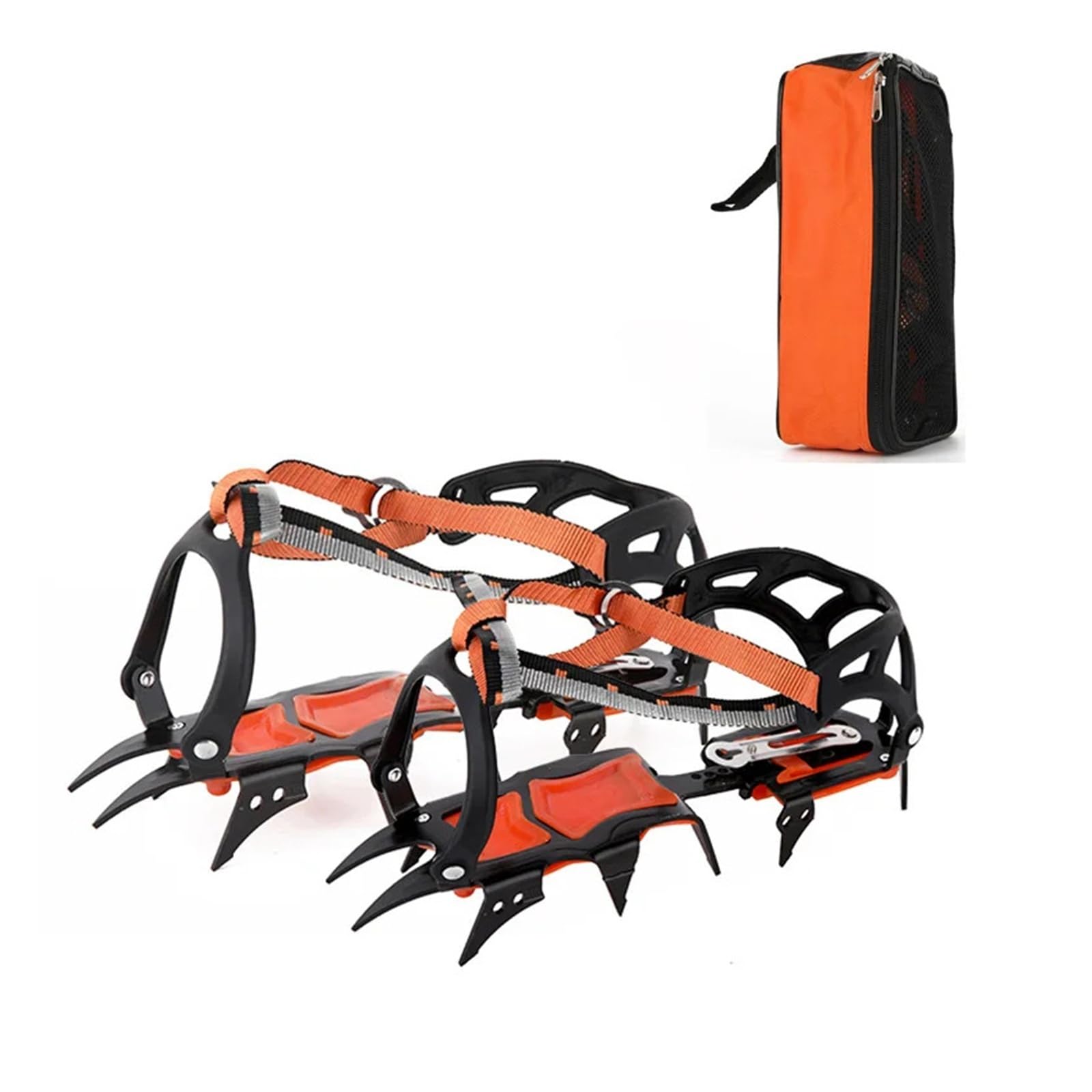 Crampones Profesionales de 12 Dientes, Picos de Escalada en Hielo Antideslizantes de Acero for Senderismo, Nieve, Caminar, montañismo, Equipo al Aire Libre