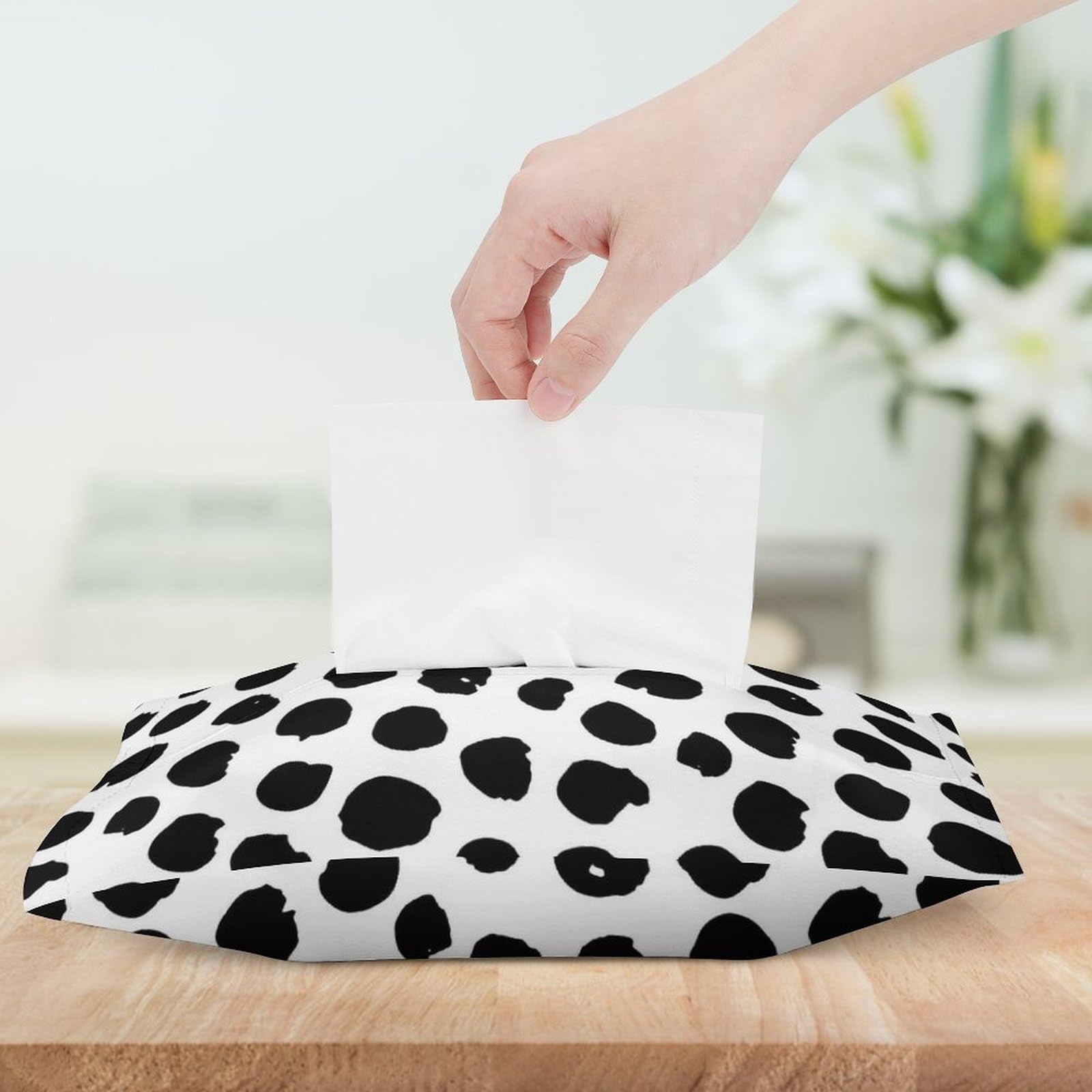 Amazon｜ティッシュケース 黒い 水玉 ドット柄 ティッシュボックス 