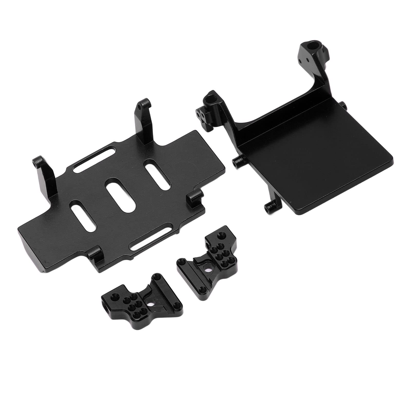 Zestaw tacy na baterie, tylna wieża uderzeniowa RC, stop aluminium, taca akumulatora z uchwytem ESC, tylna wieża uderzeniowa, akcesoria RC do samochodu SCX24 1/24 RC (czarny)