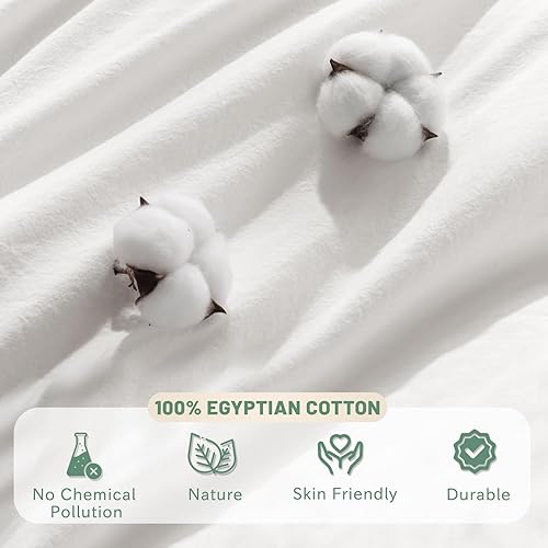 Miniatura 5 de MEISHANG Sábanas de algodón tamaño Queen  Juego de sábanas de satén de 600 hilos  Suave, transpirable, refrescante algodón egipcio con bolsillo