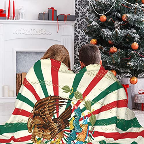 Mexican Flag Blanket,Retro Eagle Of The Mexican Flags Throw Blankets Fleece Plush Ultra Soft Cozy Luxury Fuzzy Warm Blanket For Bed Couch Chair Sofa Office Decor 50"X40" #TOP2