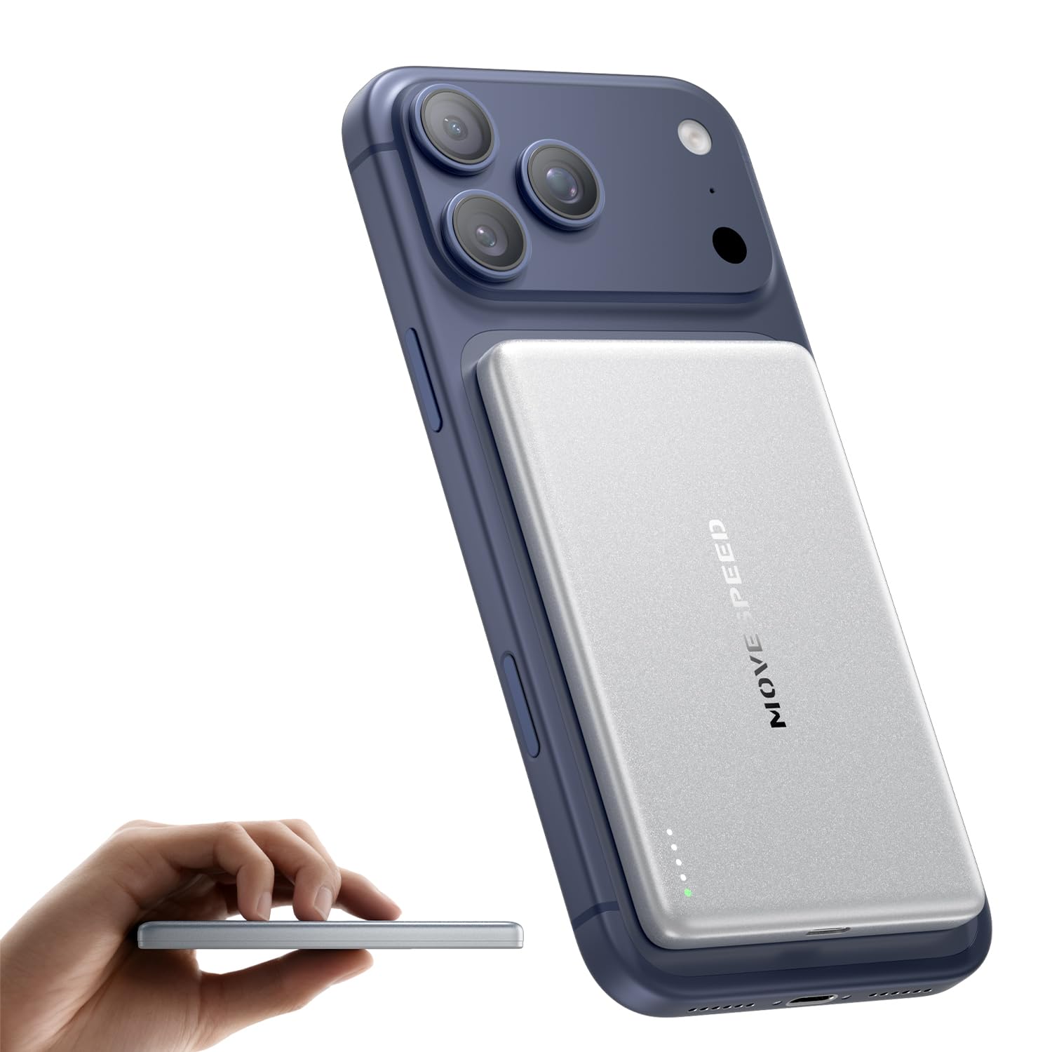 MOVE SPEED Magsafe Power Bank Magsafe Slim 5000mAh Magnetic Power Bank USB C 18W Wireless Mini Powerbank Metallgehäuse -Design Kompatibel mit iPhone 17/16/15/14/13/Galaxy (Perl Weiß 2026)