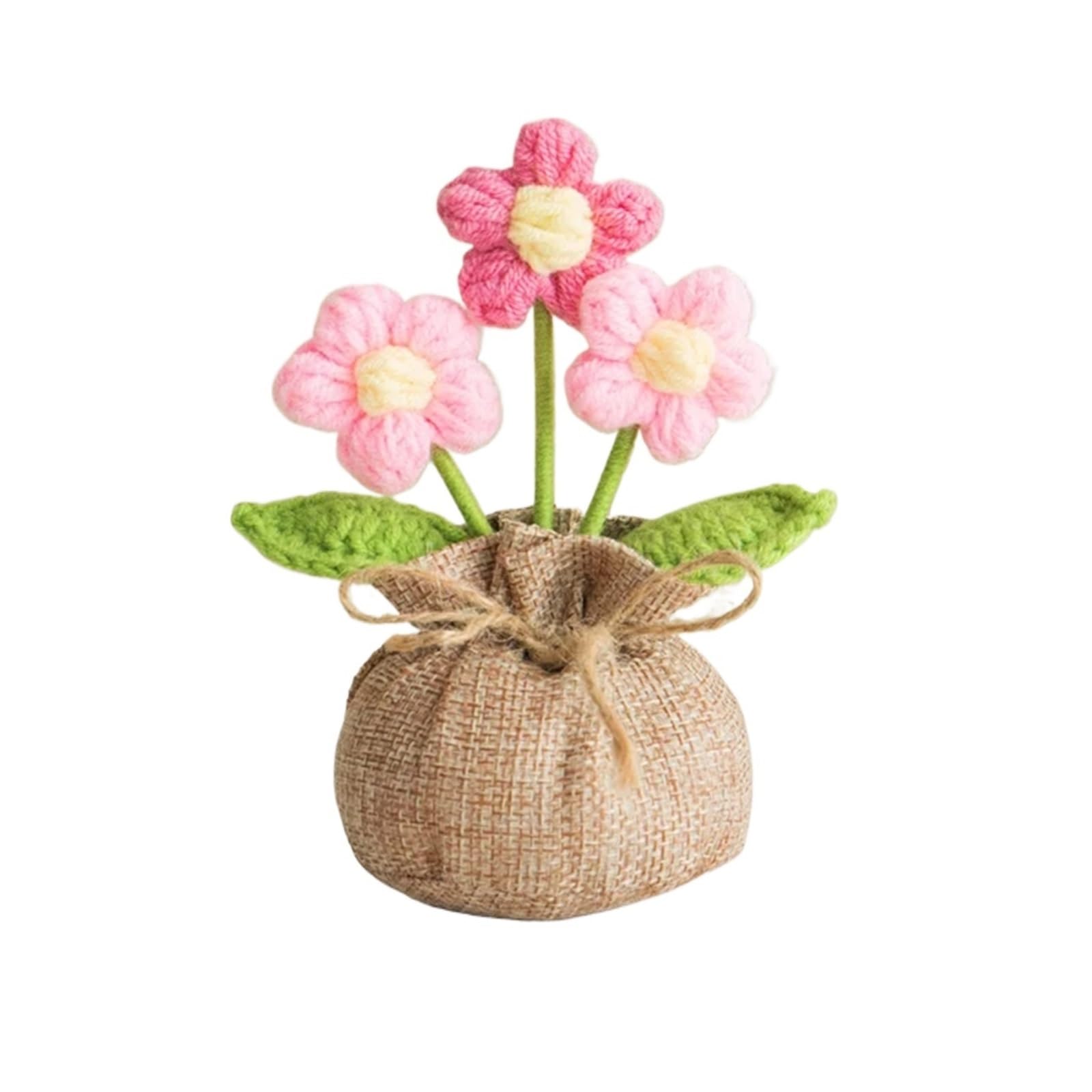 TVANTRUXIS Hand Woven Artificial Flowers, Crochet Flower Bouquet Multicolor Home Decor Wedding Guest Gift(Color3)