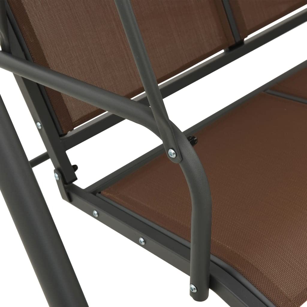 Mangloder Hollywoodschaukel mit Dach kaffeebraun, Gartenschaukel für 3 Personen, pulverbeschichteter Stahlrahmen, wetterfestes Textilene, Sonnendach, Terrasse Outdoor Veranda Lounge