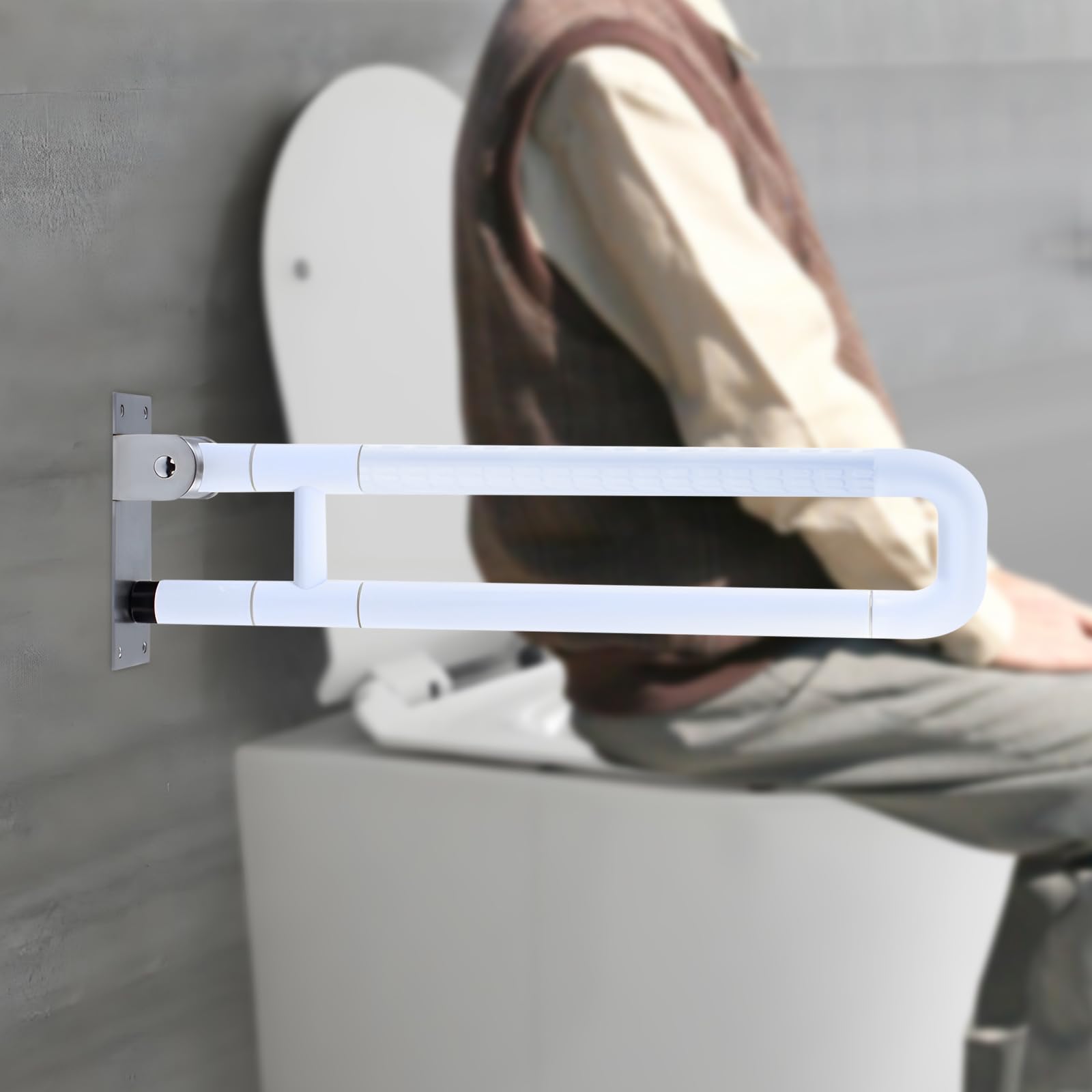 Asidero para inodoro para personas mayores, plegable, capacidad de carga de 225 kg, antideslizante, para personas con discapacidad y mujeres embarazadas