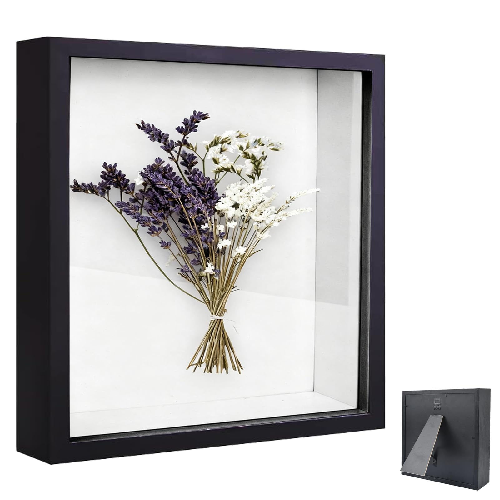 Fotolijst om te vullen, diepe fotolijst om te vullen, 25 x 25 cm, met transparante acrylplaat, 3D-objectlijst, diepte 3 cm, vierkant stereoscopisch frame, muren, kunsthandwerk, wit