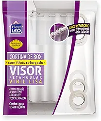 Cortina para Box Branca com Ilhós Visor Cristal (1,35x2,00m) | Plast Leo (Ref.641-F)