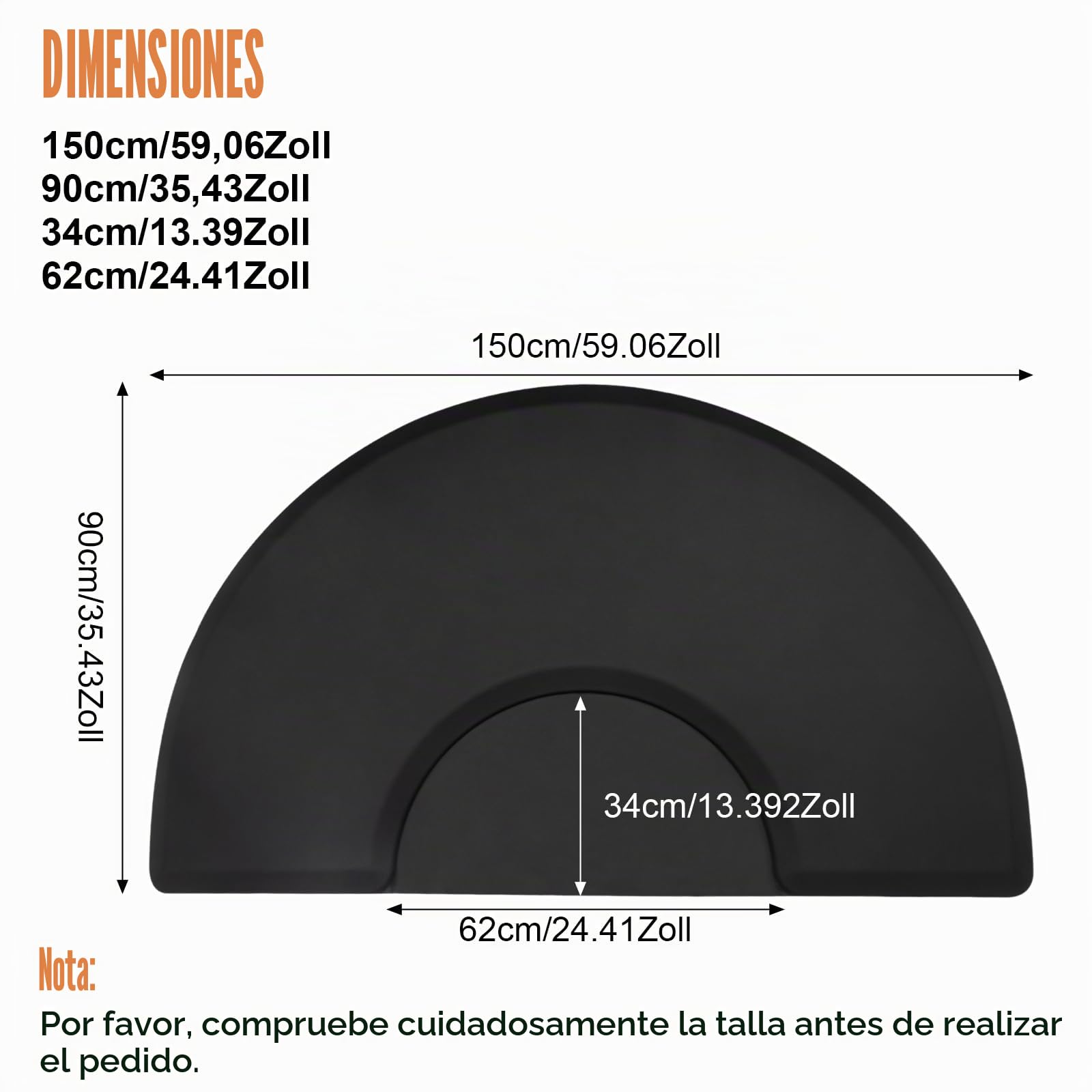 Salon Alfombra de suelo antifatiga Barber Shop Silla Estera para Silla Base Peluquería Belleza Esteras Oficina Comodidad Alfombra de suelo 3 pies x 5 pies (semicircular)