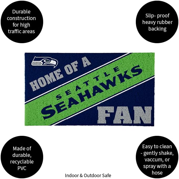 Team Sports America Seattle Seahawks, Officially Licensed Door Mat 28 x 16 Inches Indoor Outdoor Sports Fan Rug
