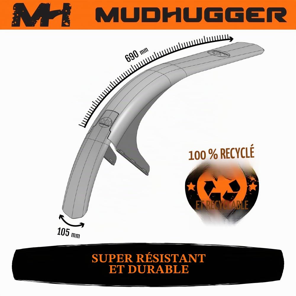 Mudhugger MK2 Garde-boue arrière Noir Taille M