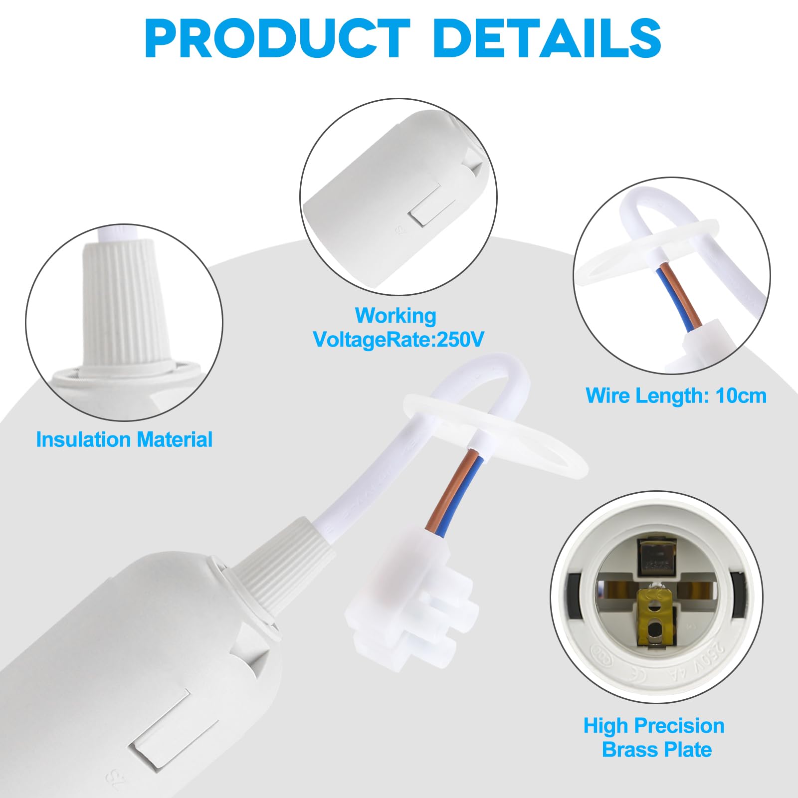 10 Portalampada E27 Con Cavo - Per Lampadine A Bottiglia, Include Tester Di Tensione