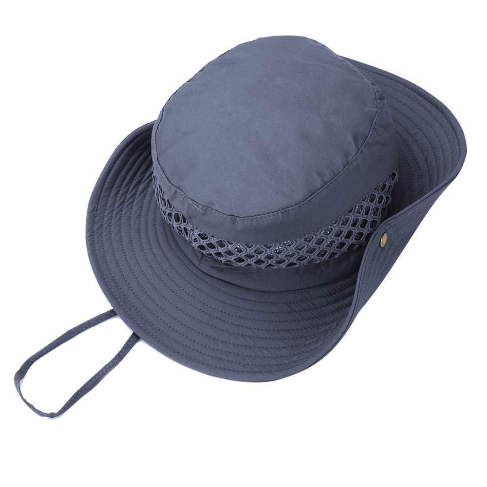 Miriqi Wide Brim Unisex Sun Hat,UPF 50+ UV Protection Outdoor Waterproof Foldable Fishing Hat with Adjustable Chin Strap and Breathable Mesh Vent (Grey)