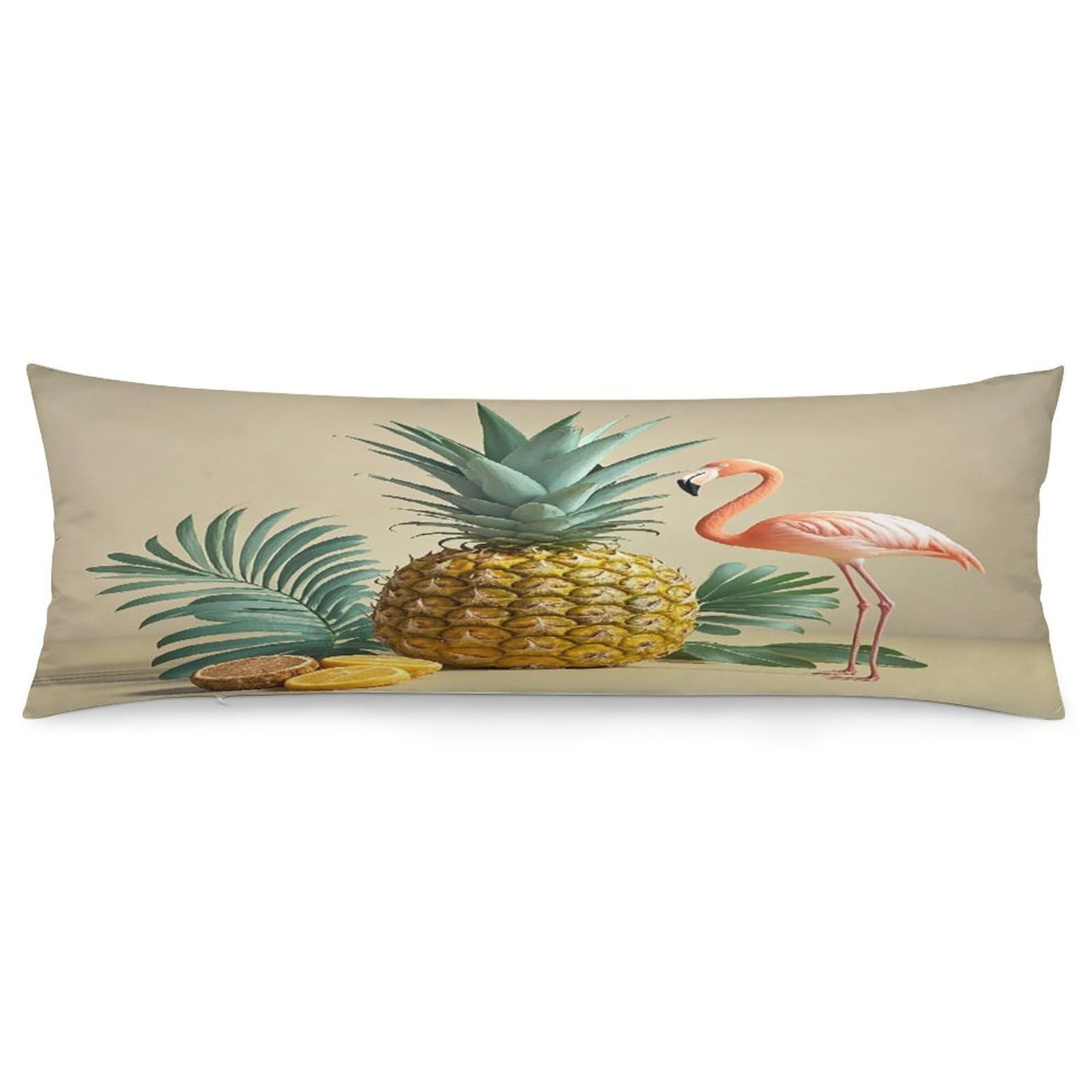 Pineapple Flamingo Pillowcase Decorative Body Pillow Cover Soft Full Long Pillow Case Breathable Large Body Pillowcase Cute Cozy Pillow Sham for Bed Couch Sofa 18.9 X 53 Inch