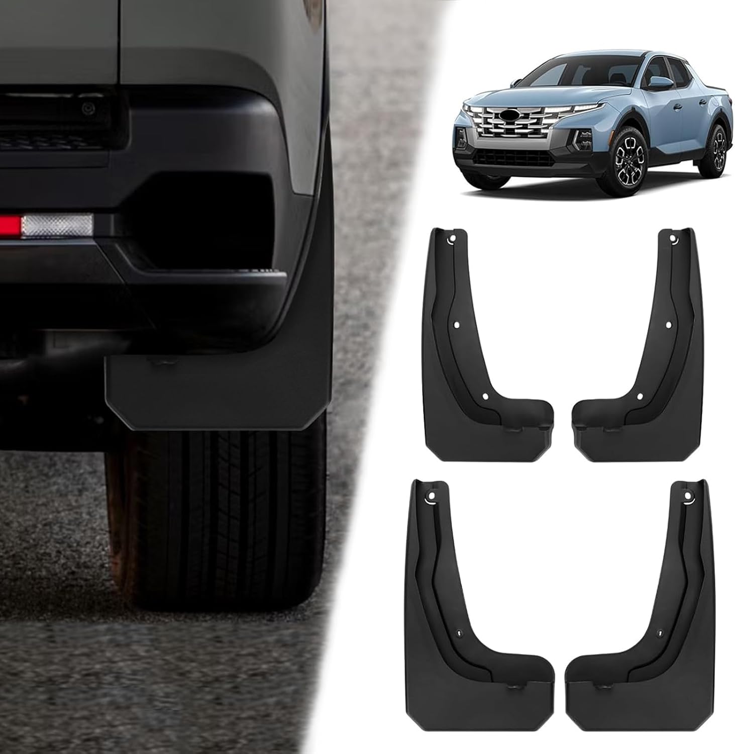 Mud Flaps Splash Guards for 2023 2024 2025 2026 Hyundai Santa Cruz (Not Fit for XRT), Durable ABS Mud Guards, Protects Against Mud, Rocks, and Debris, Santa Cruz Accessories (4PCS)
