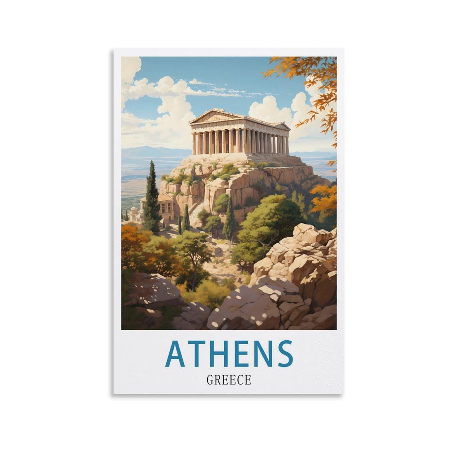 Lnuyitr Unframe-Style Athens Greece Vintage Travel Posters 08X12inch(20X30cm) Canvas Art Posters And Wall Art Picture Prints Modern Home Bedroom Decor Posters