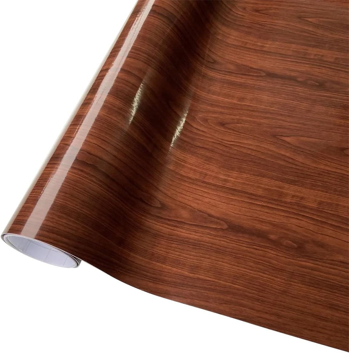 PVC Self Adhesive Wood Vinyl Wrap 11.8x59 Inch Car Sticker Interior Furniture Bubble Free Wooden Textured Grain Decorative Film Cabinet,Glossy Birds EyeA