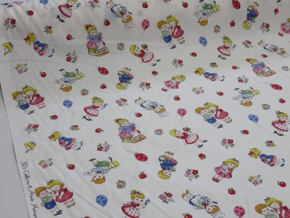 Amazon | 松山敦子 シャーテイング 風船と子供 レッド 布地 生地