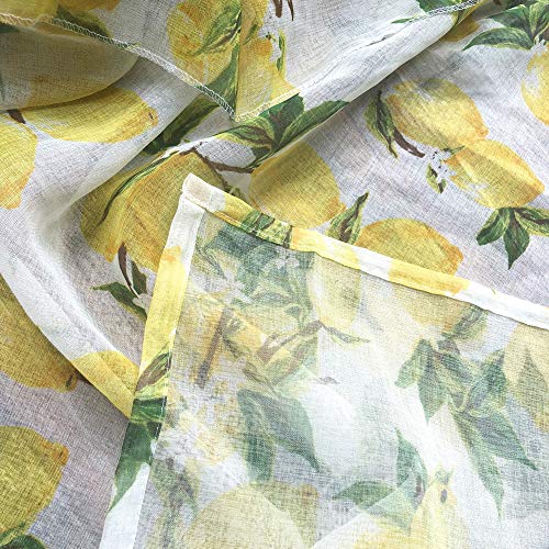 Double-Layer Tulle Short Curtain Lemon Pattern Sheer Tulle Curtain Valance Window Treatment Small Valances Rod Pocket Top Tier Curtains For Small Window 2 Panels #TOP7