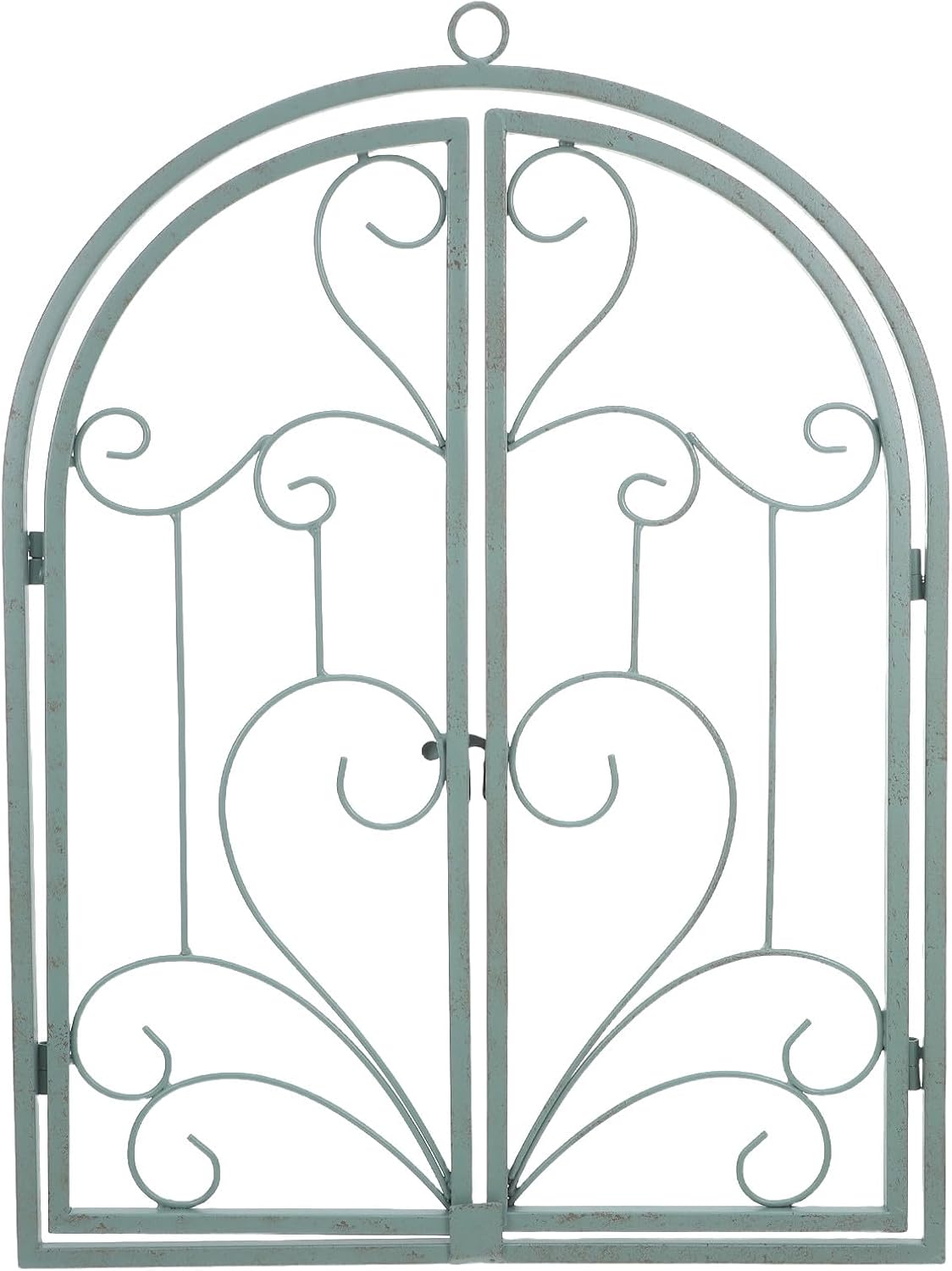Levemolo Farmhouse Wall Decoration: Arched Metal Window Frame - Faux Window Pane Decor 13.8"X18.3" - Garden Wall Art Hanging For Outdoor Decoration