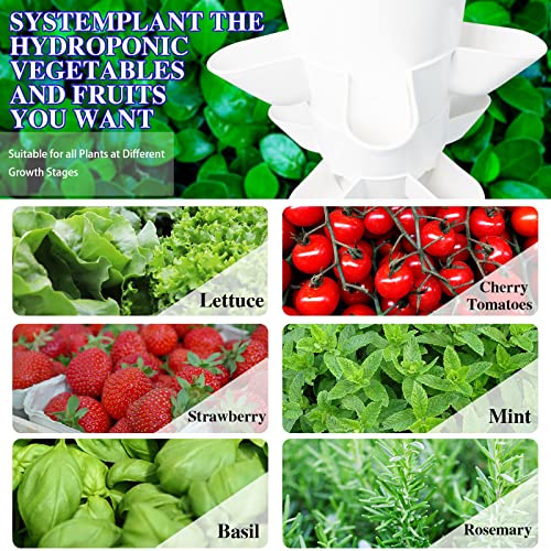 Hydroponics Growing System,30-Plants Indoor Vertical Tower Garden System Kit with Hydroponic Planter Gift for Gardening Lover, White