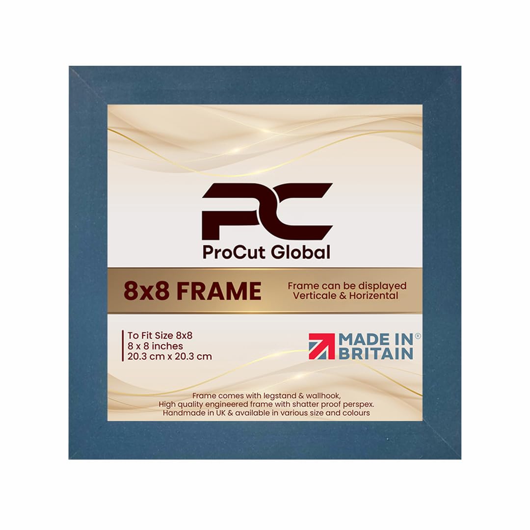 Procut Global 8X8 Navy Blue Picture Frames – Sleek Wooden Photo Frame with Shatterproof Perspex for Wall or Tabletop – Perfect for Posters, Certificates, Prints–Multiple Sizes & Colors Available
