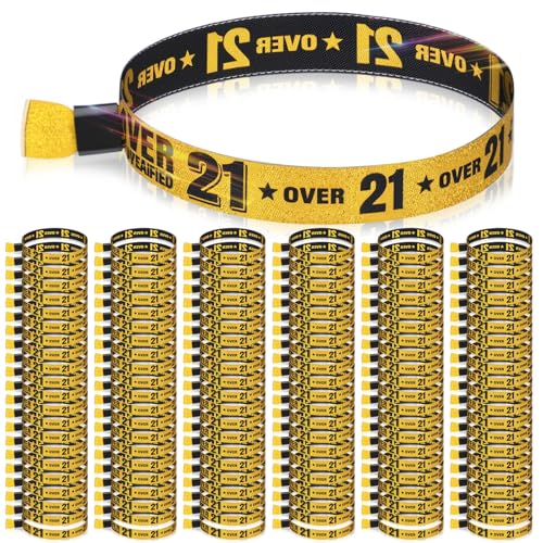 AmazingSpark 100 Pack Wristbands Disposable Bracelets, Gold, Over 21