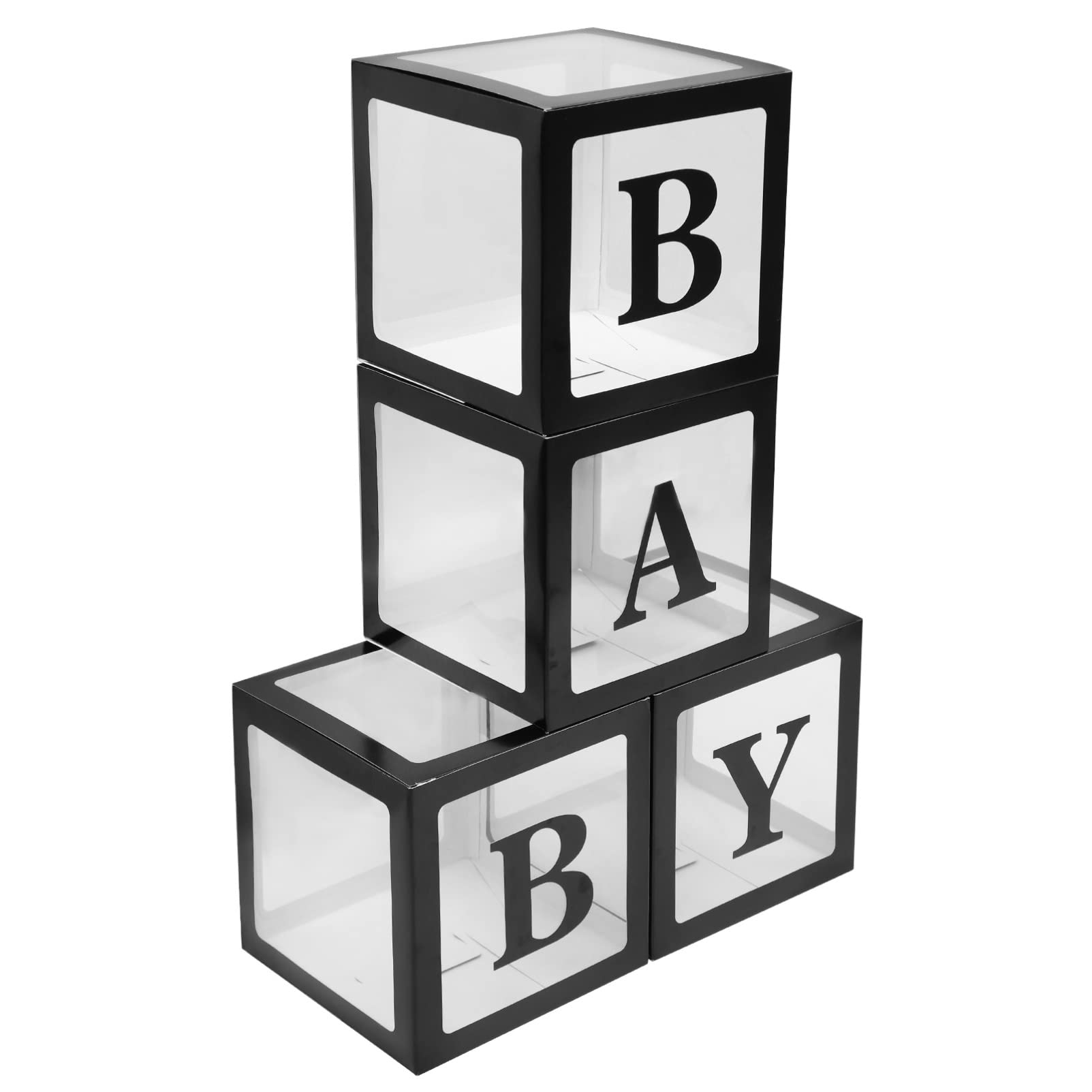 Caja de Globos de Cartón y Pvc Negra, 4 Unidades para Decoración de Cumpleaños de Bebés y Baby Shower en Fiestas Infantiles