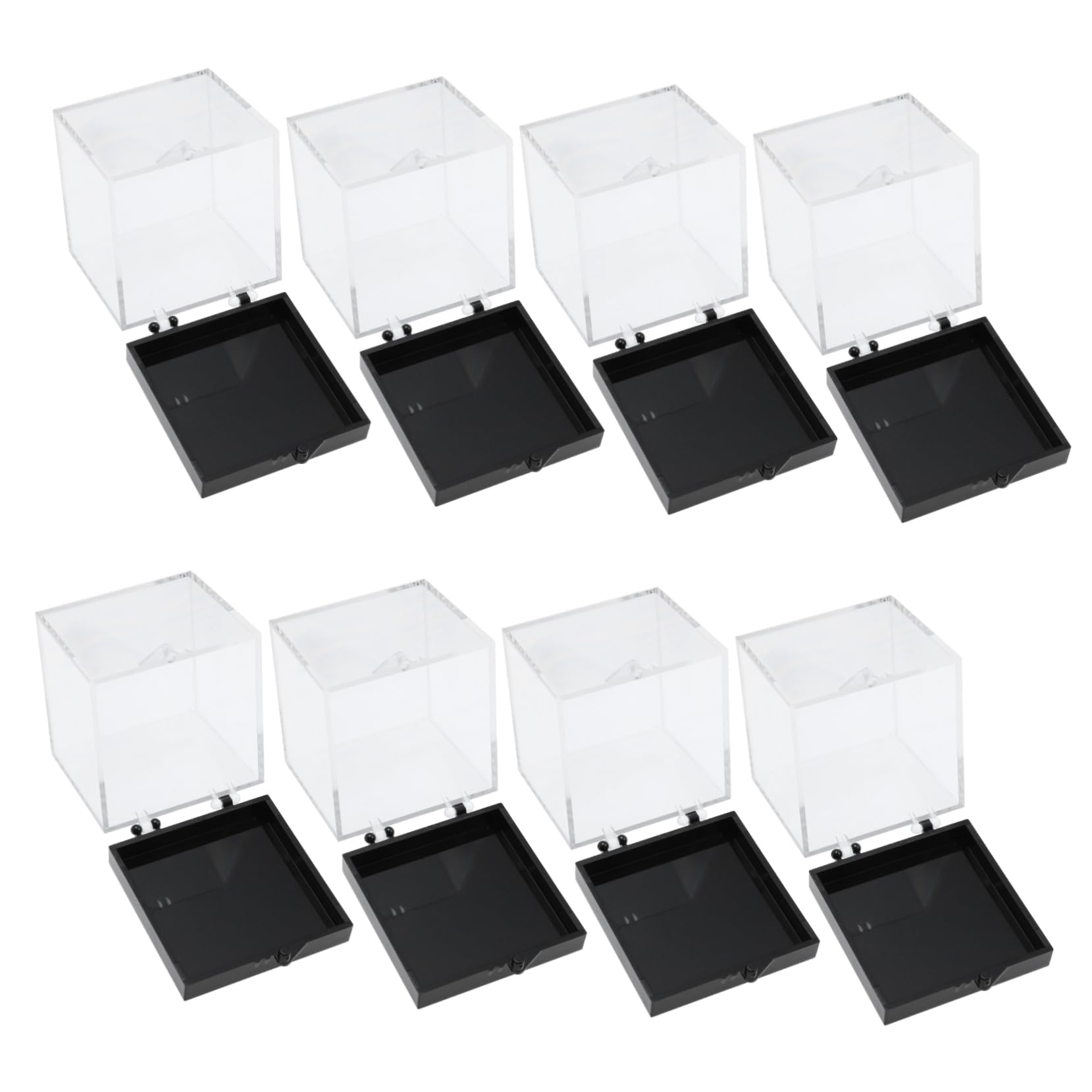 ROMISBABA 8 Pcs Plastic Specimen Box Storage Square Display Case for Mineral Specimen and Practical Showcase