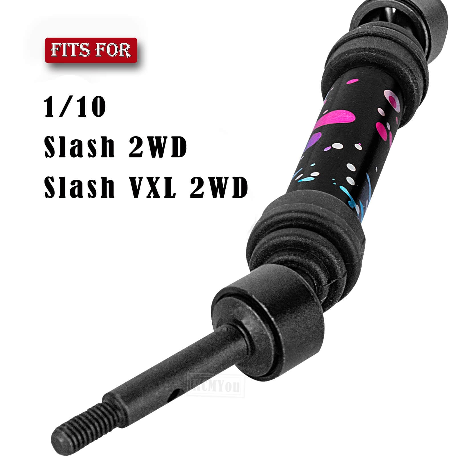 RCMYou RC Rear Drive Shaft CVD & Front Axles Upgrades Part for 1/10 Slash 2WD/Slash VXL 2WD,Stainless Steel #45 Driveshaft with Hex,Colorful