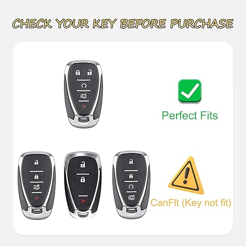 Miniatura 2 de Funda para llavero Chevy con llavero de automóvil con perlas, funda para llave para Chevrolet 2016-2021 Chevy Equinox Malibu Camaro Cruze Blazer