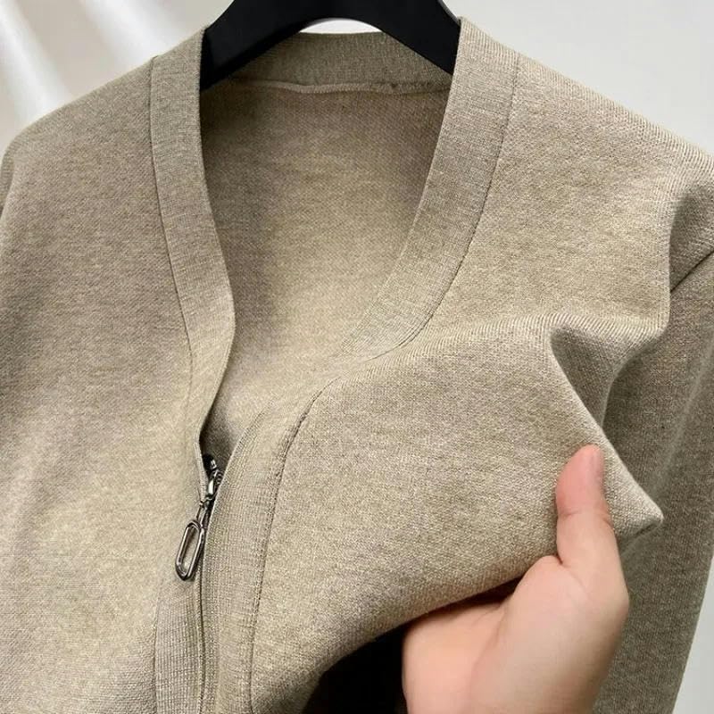 Men's Cardigan Long Sleeved Zipper Design Simple Solid Color Knitted Cardigan Men Clothing Knitted Sweater4