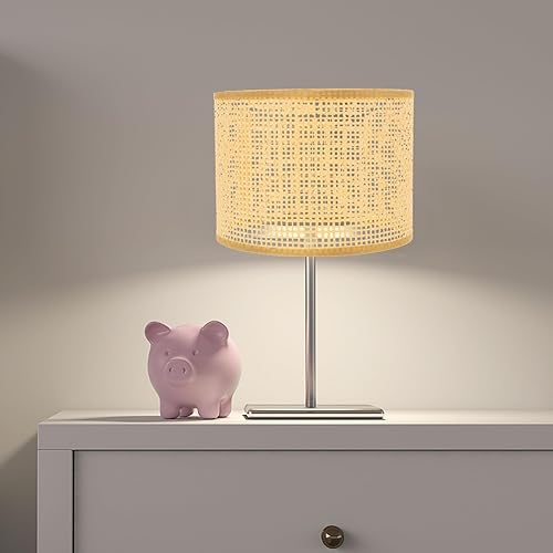 Miniatura 8 de Pantallas de lámpara para lámparas de mesa, pantalla tejida de ratán grande, cubierta de protección de lámpara de ratán tejida, accesorios de