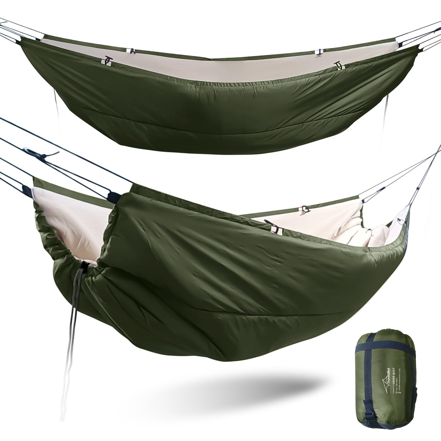 Travel Bird Hängematte Underquilt, Underblanket für Camping Hängematte, Warme Isolierung, Ultraleichte 4-Jahreszeiten-Unterdecke für Hängematten, 
