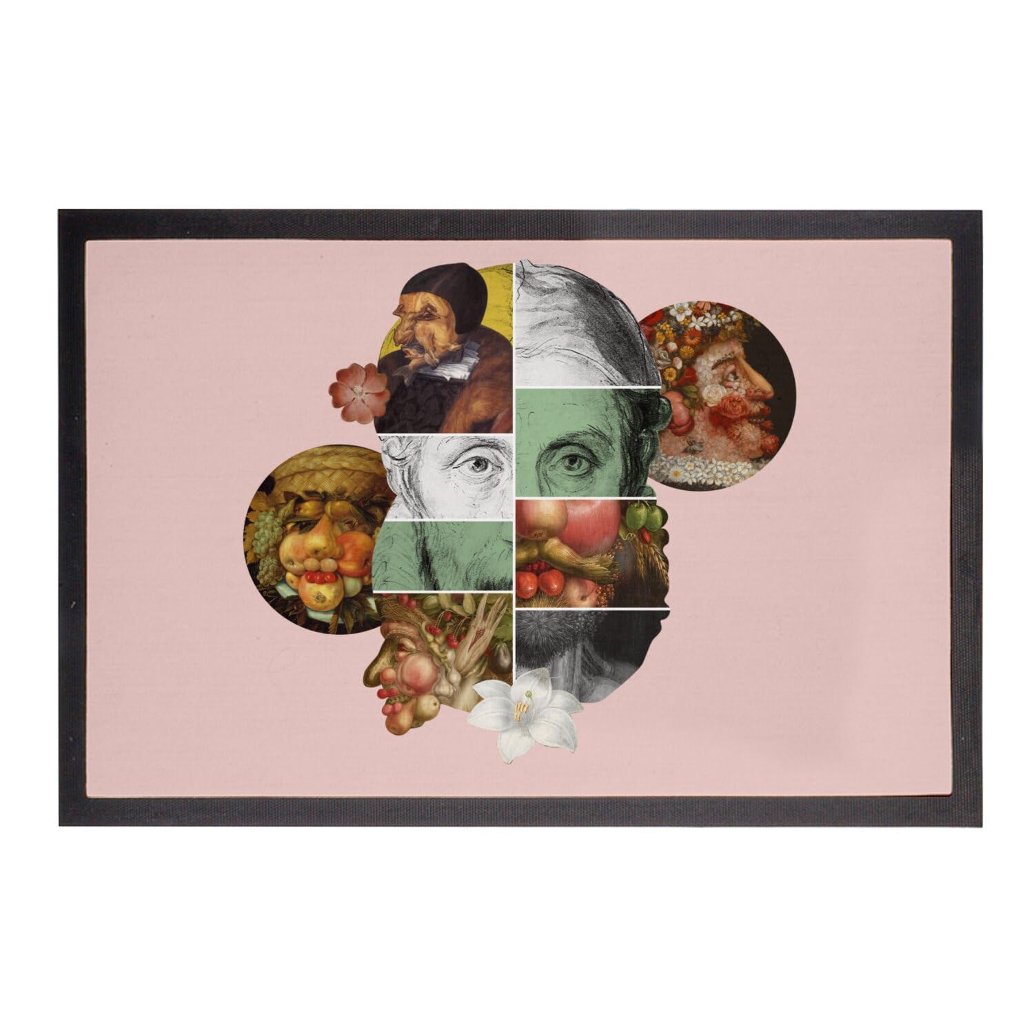 Paillasson Rose Arcimboldo 60x40cm en tapis d'entrée imprimé art collage floral