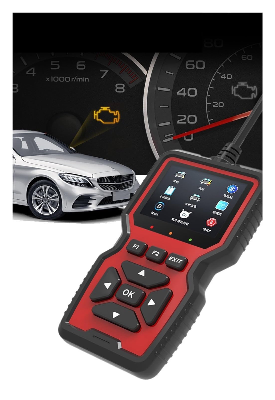 Skaner OBD2 Dane na żywo Profesjonalny mechanik Narzędzie do odczytu kodów diagnostycznych OBDII dla kontrolki Check Engine,Przyjazny dla użytkownika