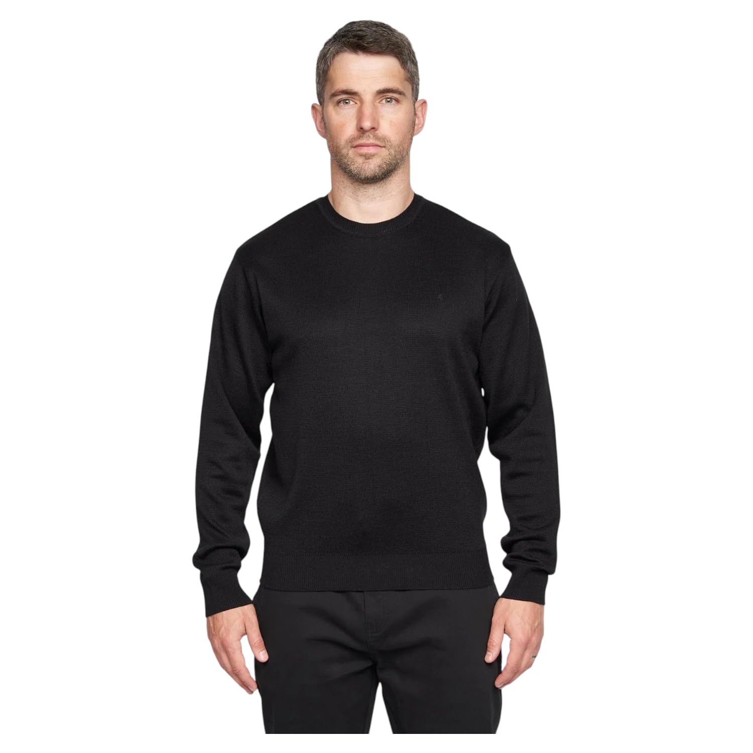 Gabicci Plain Crew Neck Sweater (Large, Black)