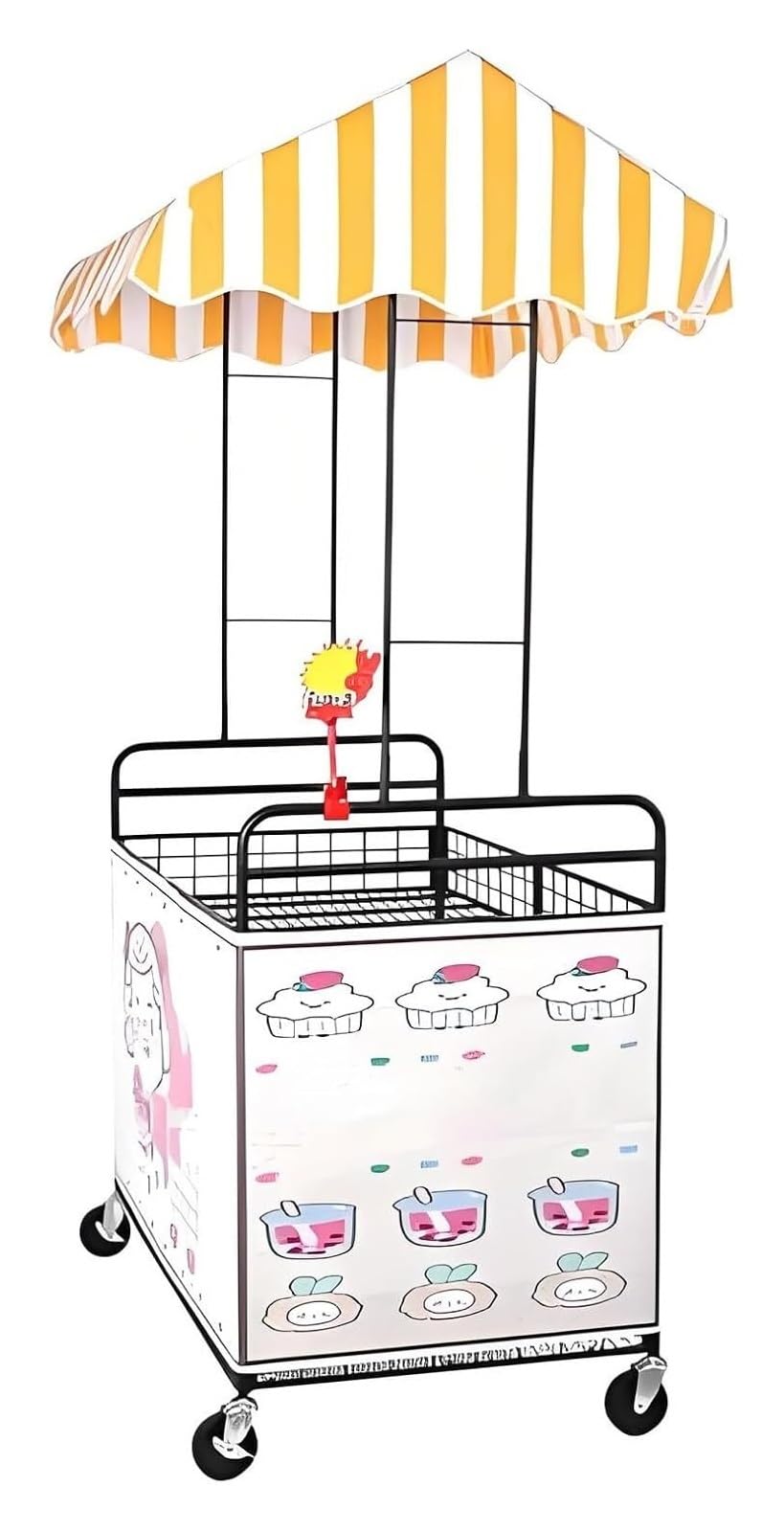 Carrito de Comida portátil con toldo - Carrito móvil for vendedores ambulantes de Pasteles, Frutas, Flores y Ventas de Segunda Mano - Ideal for mercados, Eventos y Actividades al Aire Libre